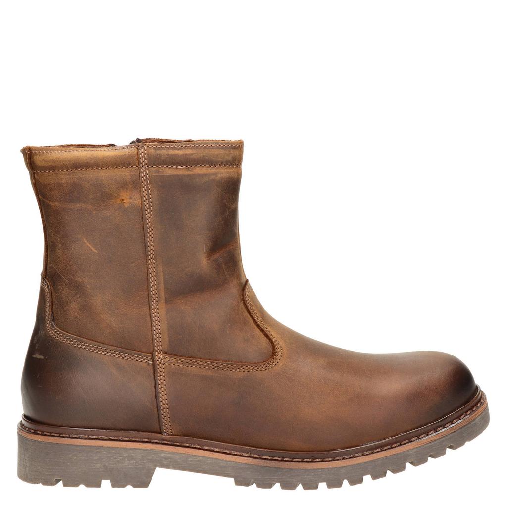 Nelson leren enkelboots met profielzool - cognac