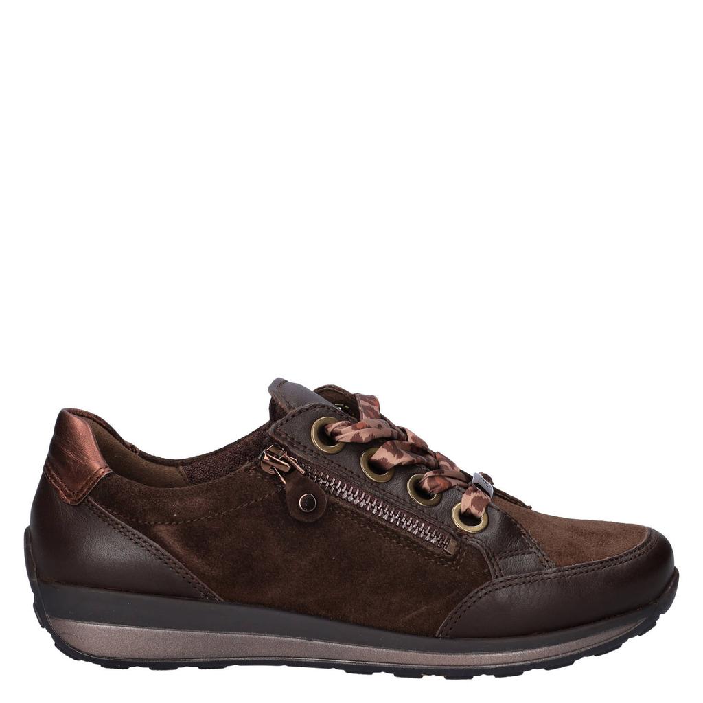 Bruine dames Ara Osaka suède sneakers - met rits- en vetersluiting