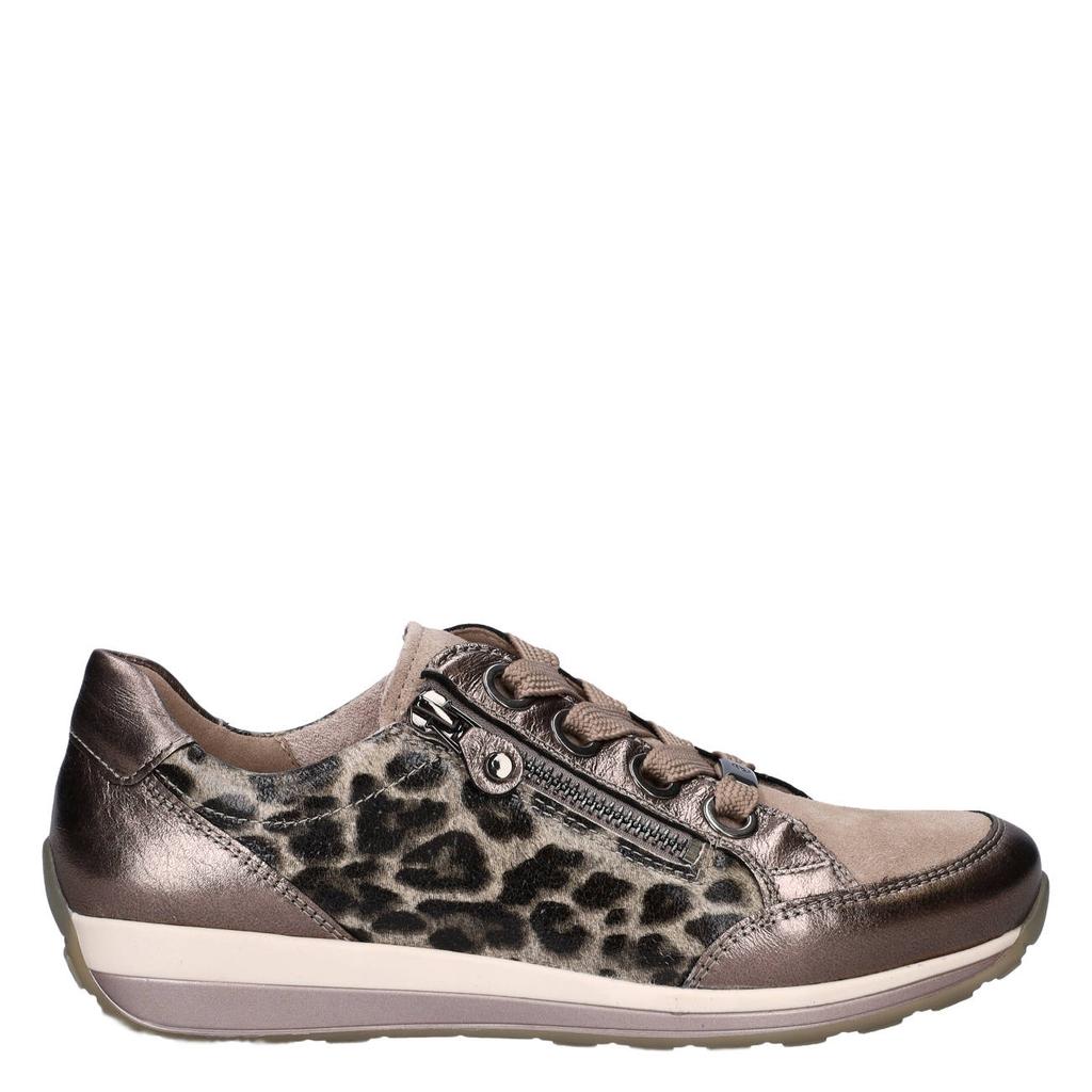 Ara suède sneakers met panterprint - brons