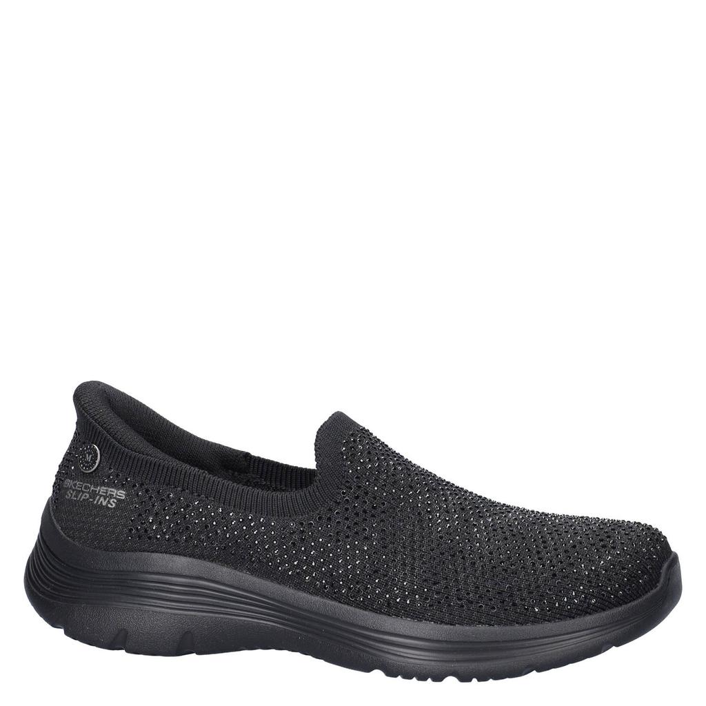 Zwarte dames Skechers Hands Free Slip-Ins Bedford Genuine Gem sneakers met strass-steentjes -