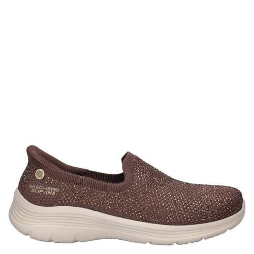 Skechers Hands Free Slip-Ins Bedford Genuine Gem sneakers met strass-steentjes bruin