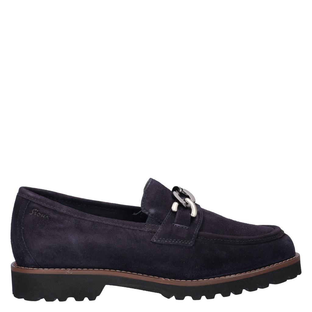 Blauwe dames Sioux Meredith suède loafers met profielzool -