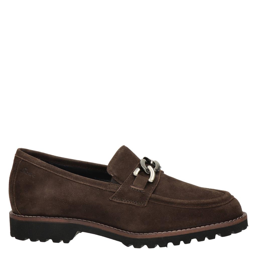 Bruine dames Sioux Meredith suède loafers met profielzool -