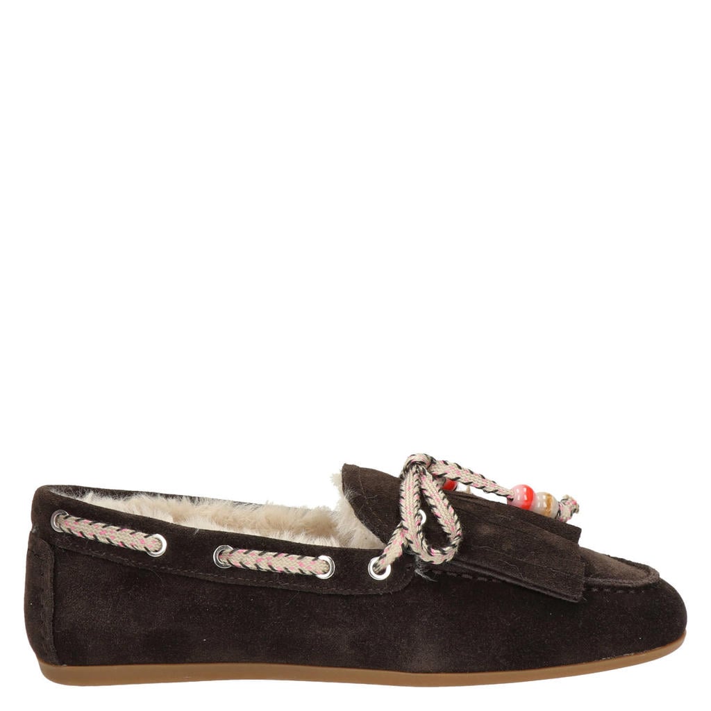 Bruine dames Nelson suède mocassins met franjes -