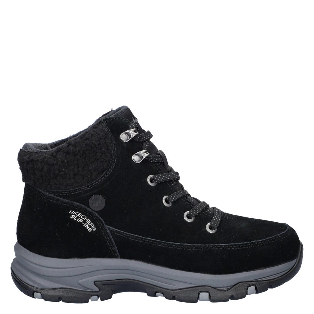 Zwarte dames Skechers Trego suède veterboots -