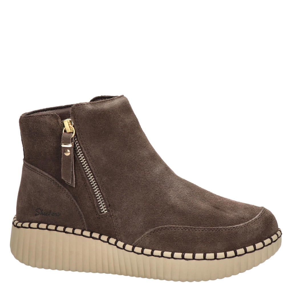 Bruine dames Skechers Wilshire BLVD suède enkelboots - met ritssluiting