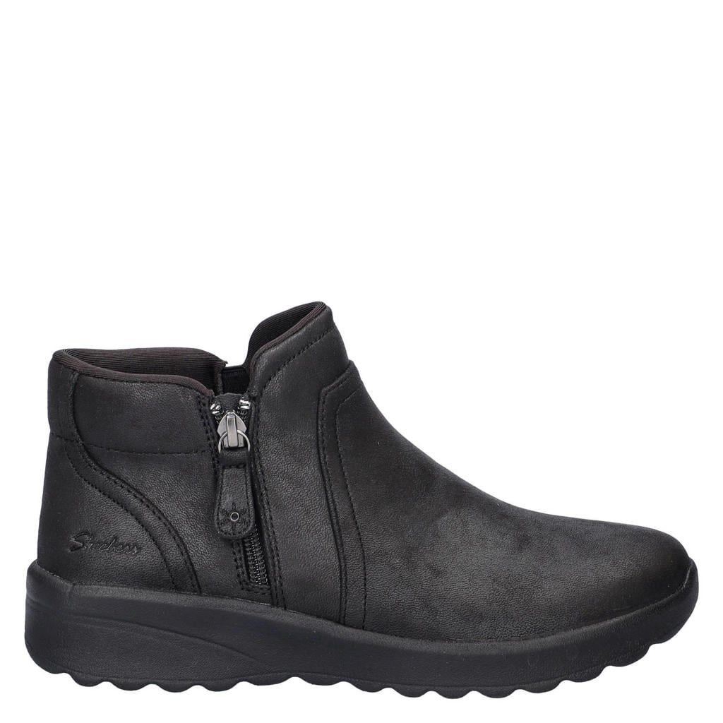 Zwarte dames Skechers Lovely Vibe enkelboots - van imitatieleer met ritssluiting