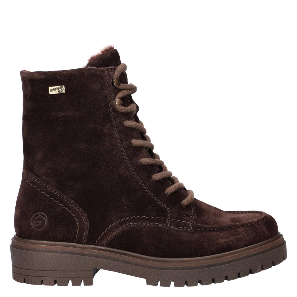 Remonte suède veterboots met profielzool - bruin