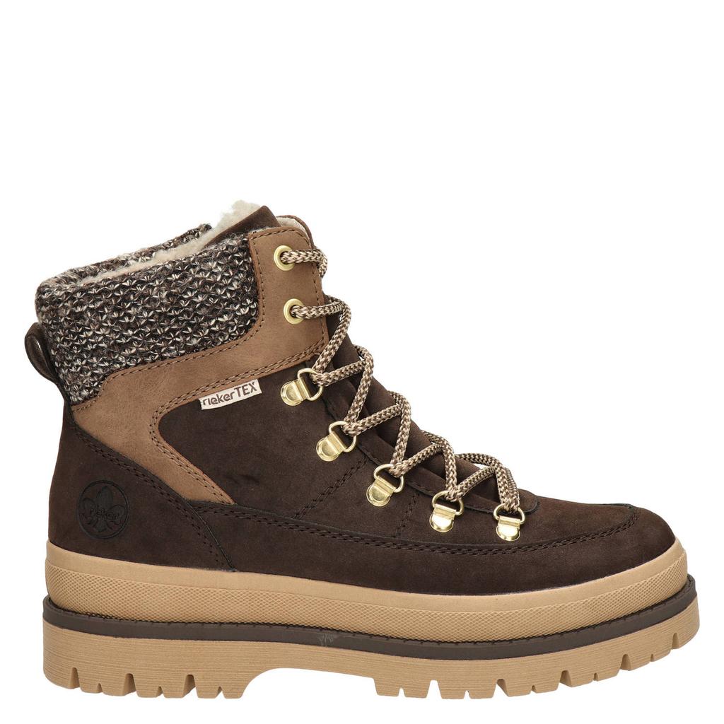 Rieker veterboots met profielzool - bruin