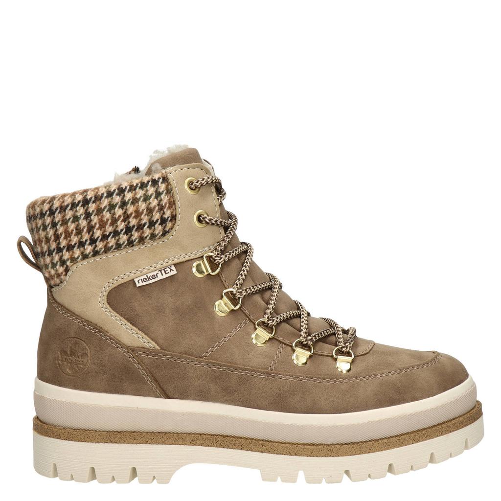 Rieker veterboots met profielzool - taupe