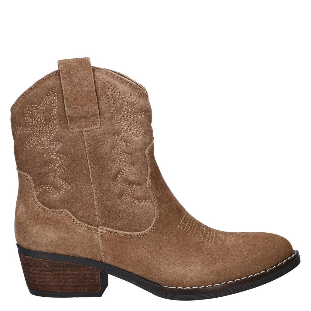Taupe dames Nelson western suède cowboylaarzen - met ritssluiting