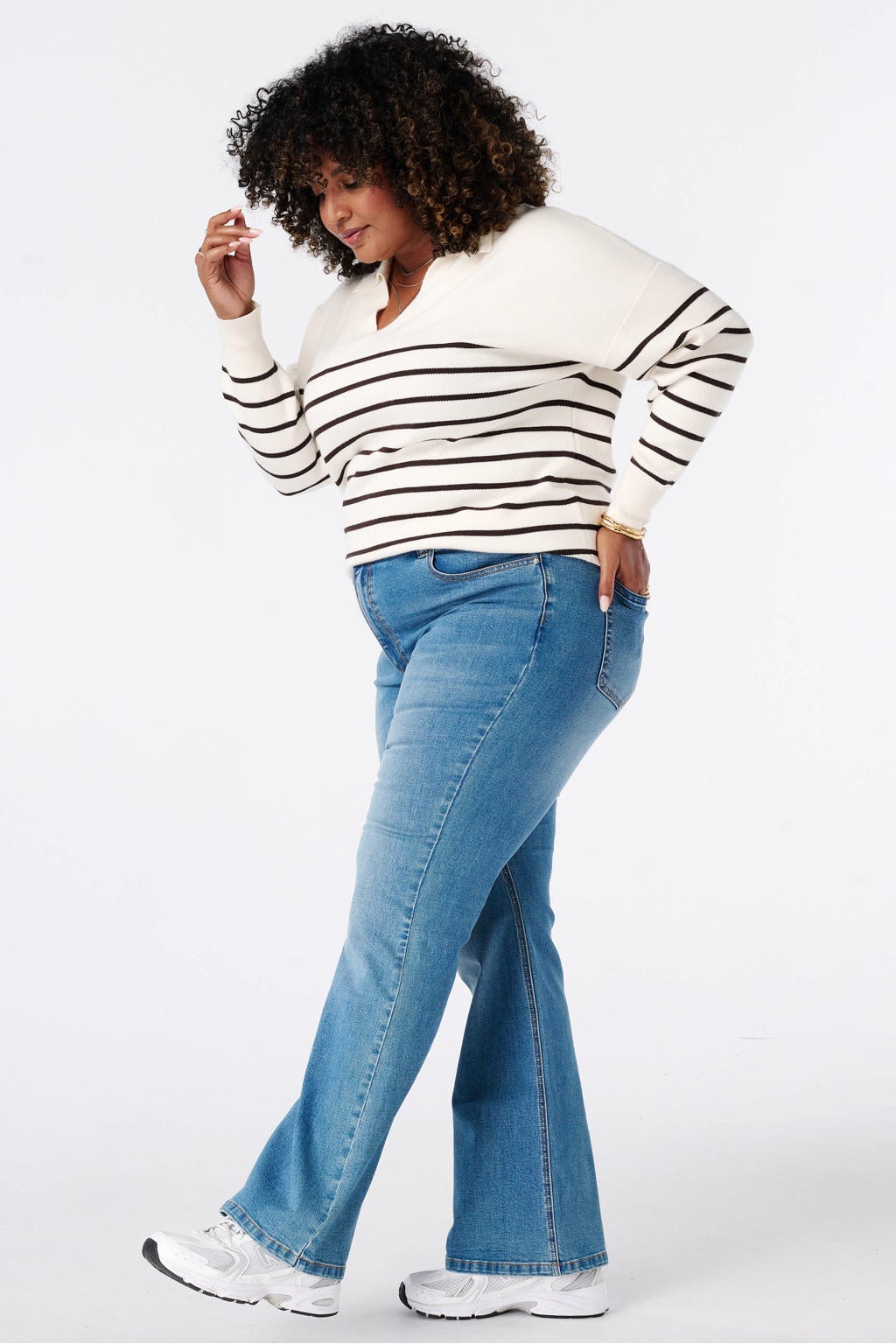 MS Mode flared jeans Plus Size - donkerblauw