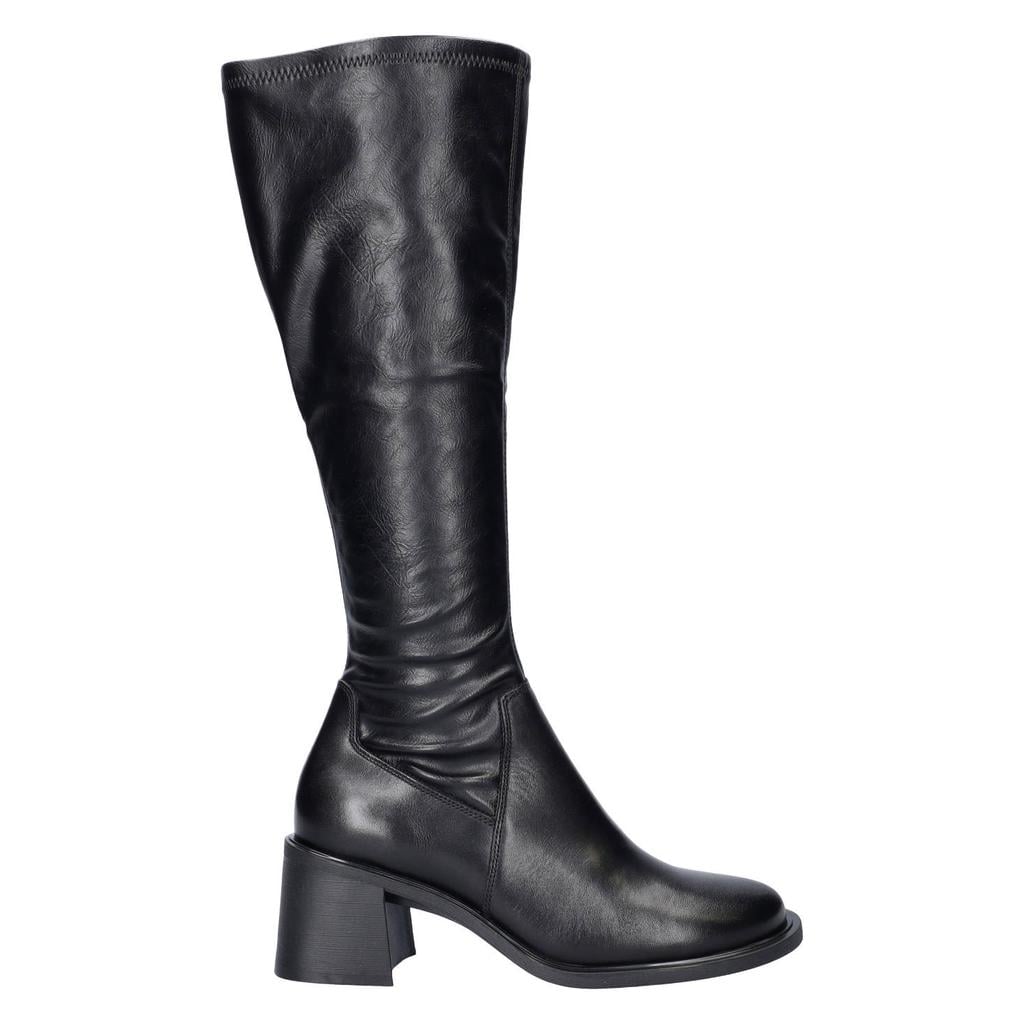 Zwarte dames Vagabond leatherlook laarzen met blokhak - met ritssluiting