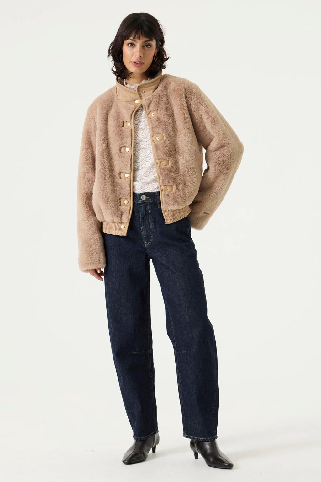 Garcia faux fur jas - bruin