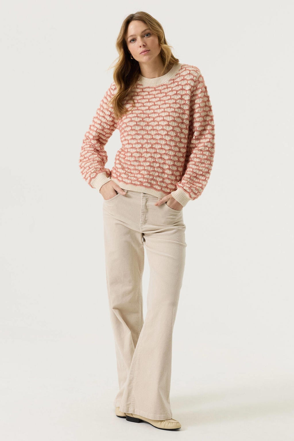 Garcia trui met print - ecru/roze