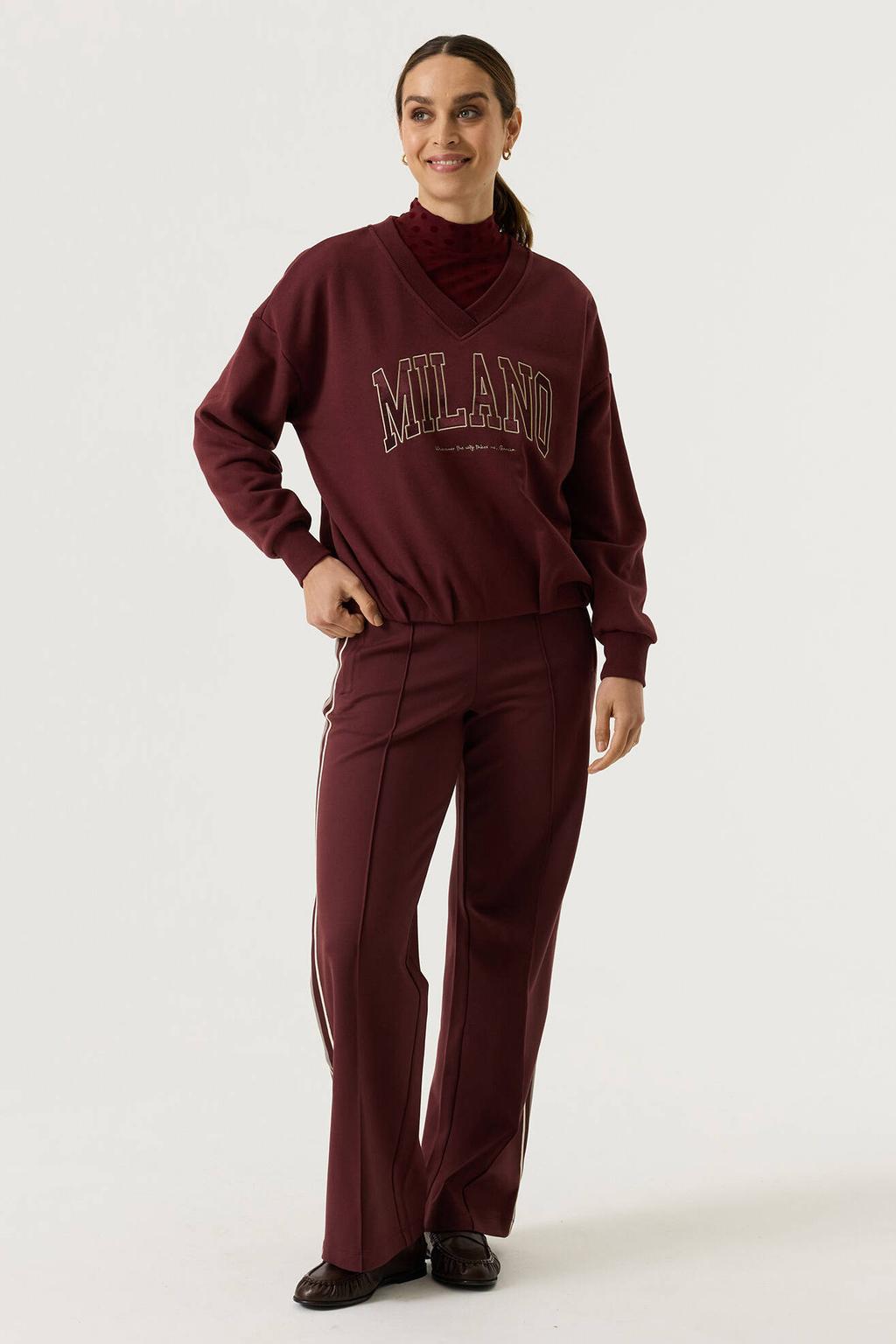 Garcia sweater met print - donkerrood