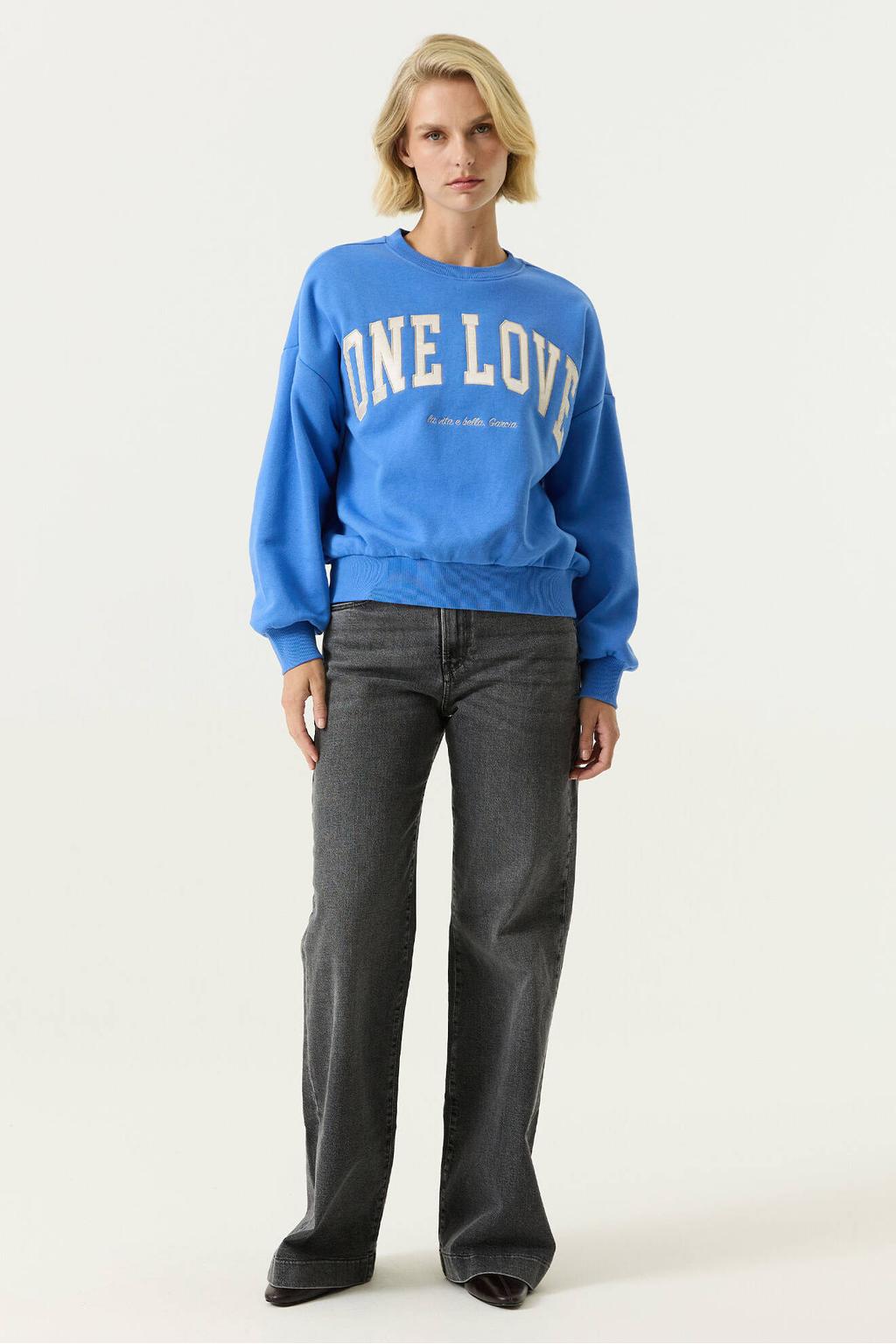 Garcia katoenen sweater met print - blauw