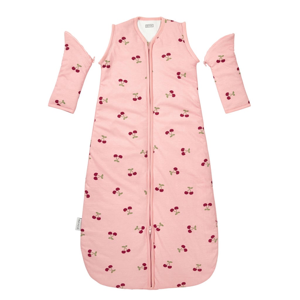 Meyco jersey slaapzak met afritsbare mouw - roze