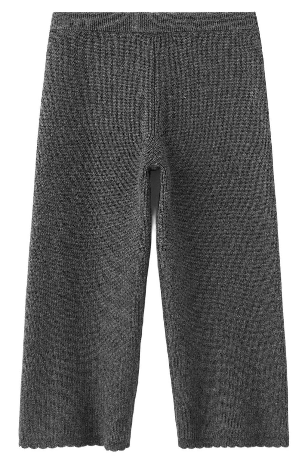 Antraciete meisjes Mango Kids gebreide casual broek van katoen met elastische tailleband en effen