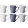 Cookinglife Mokken Siaki - Wit / Blauw / Grijs 350 ml - Porselein - 6 stuks
