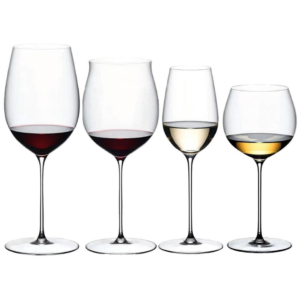 Riedel Wijnglazenset Superleggero - Bordeaux Grand Cru, Burgundy Grand Cru, Riesling & Oaked Chardonnay - 4 Stuks