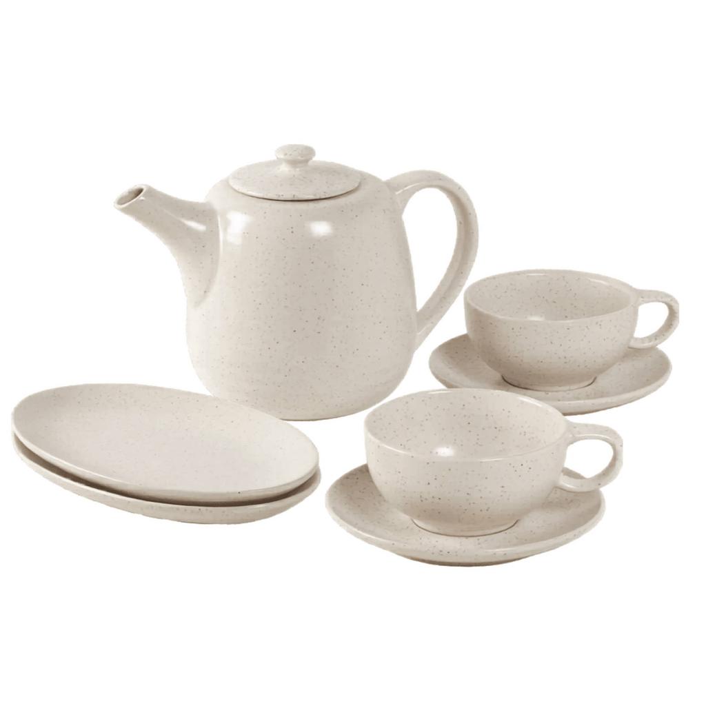 Broste Copenhagen Broste Copenhagen Theeset Nordic Vanilla 7-delig / 2 personen - 1 theepot, 2 bordjes en 2 kop en schotels