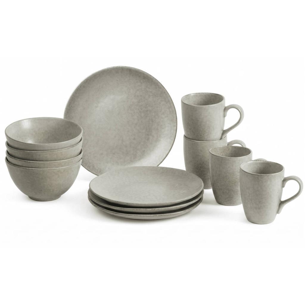 Broste Copenhagen Broste Copenhagen Ontbijtset Nordic Marsh 12-delig / 4 personen - 4 ontbijtborden, 4 kommen en 4 kopjes