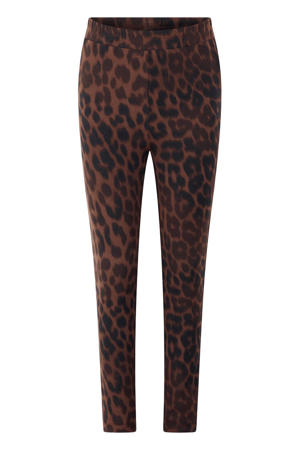 legging met panterprint - donkerbruin