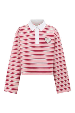 gestreepte polo met studs - roze