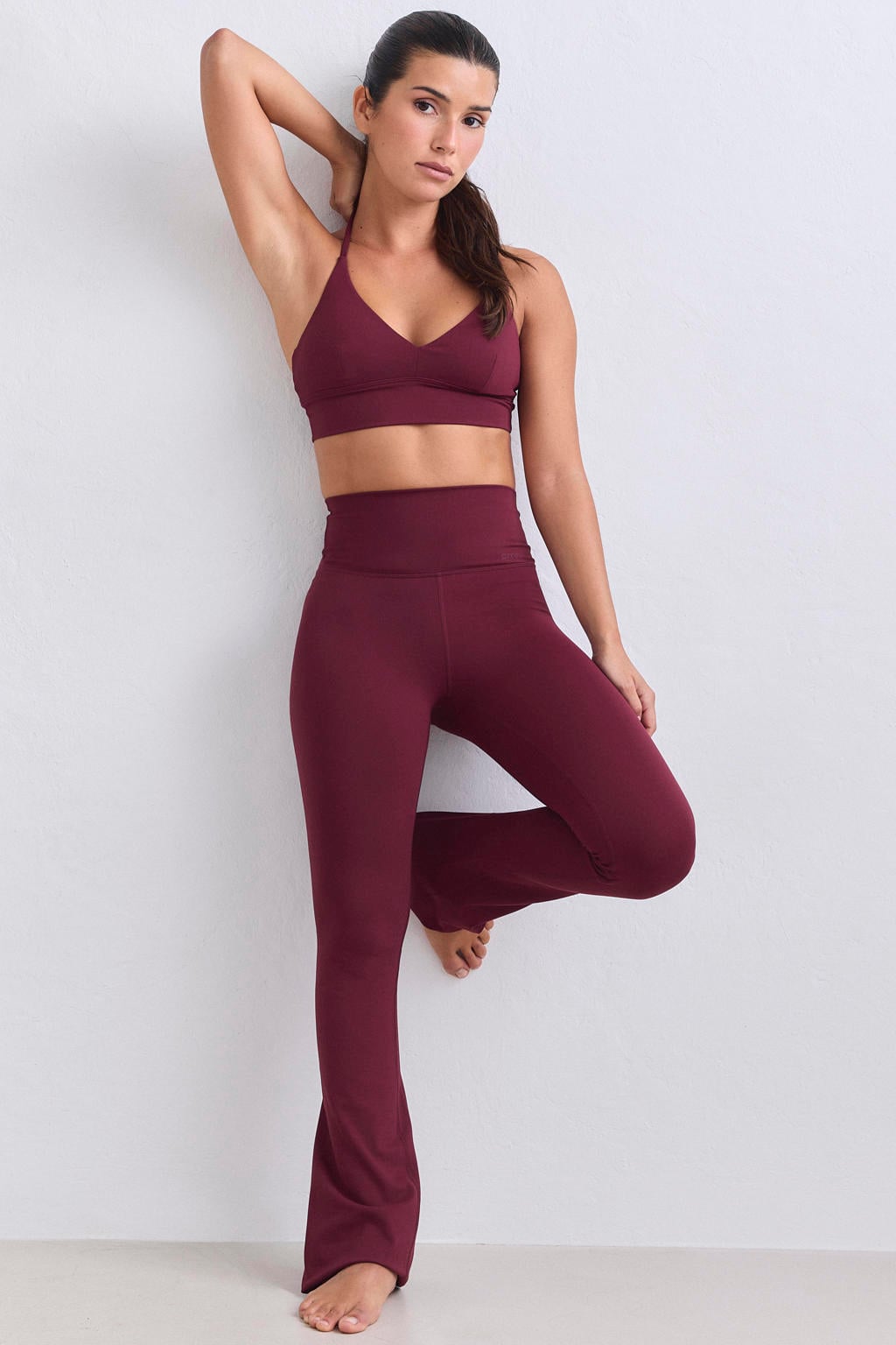 Donkerrode dames Aim'n Sense sportlegging van polyester met flared pijpen, regular waist en elastische tailleband