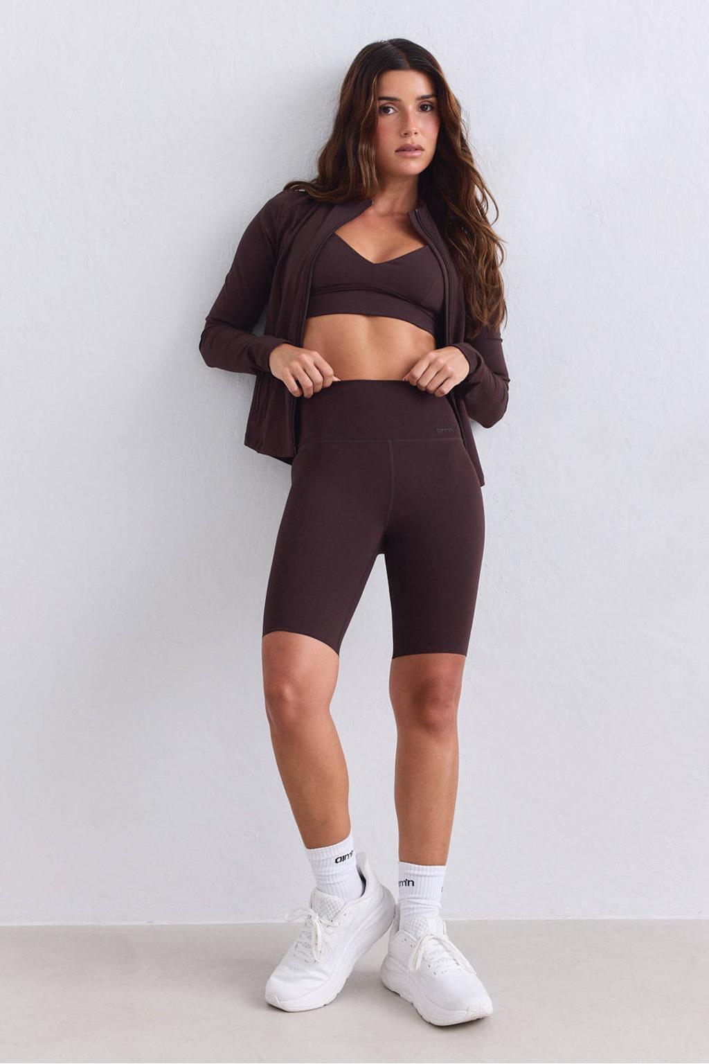 Donkerblauwe dames Aim'n Sense Biker sportshort van polyester met slim fit en regular waist