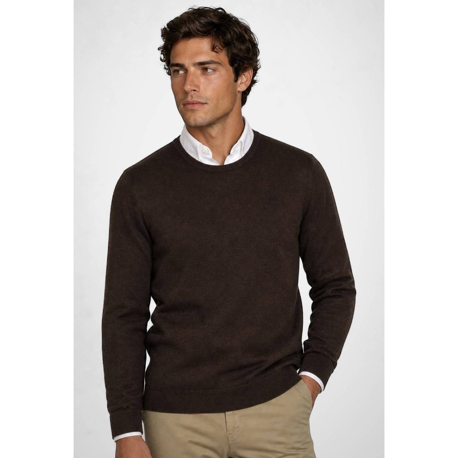 McGregor regular fit gebreide trui met kasjmier- chocolate brown