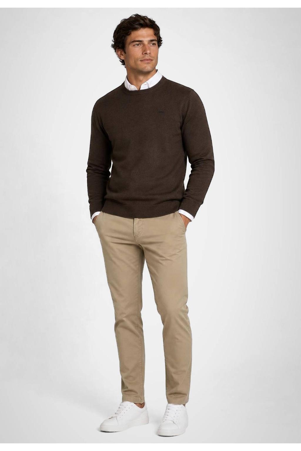 McGregor katoenen regular fit gebreide trui - chocolate brown
