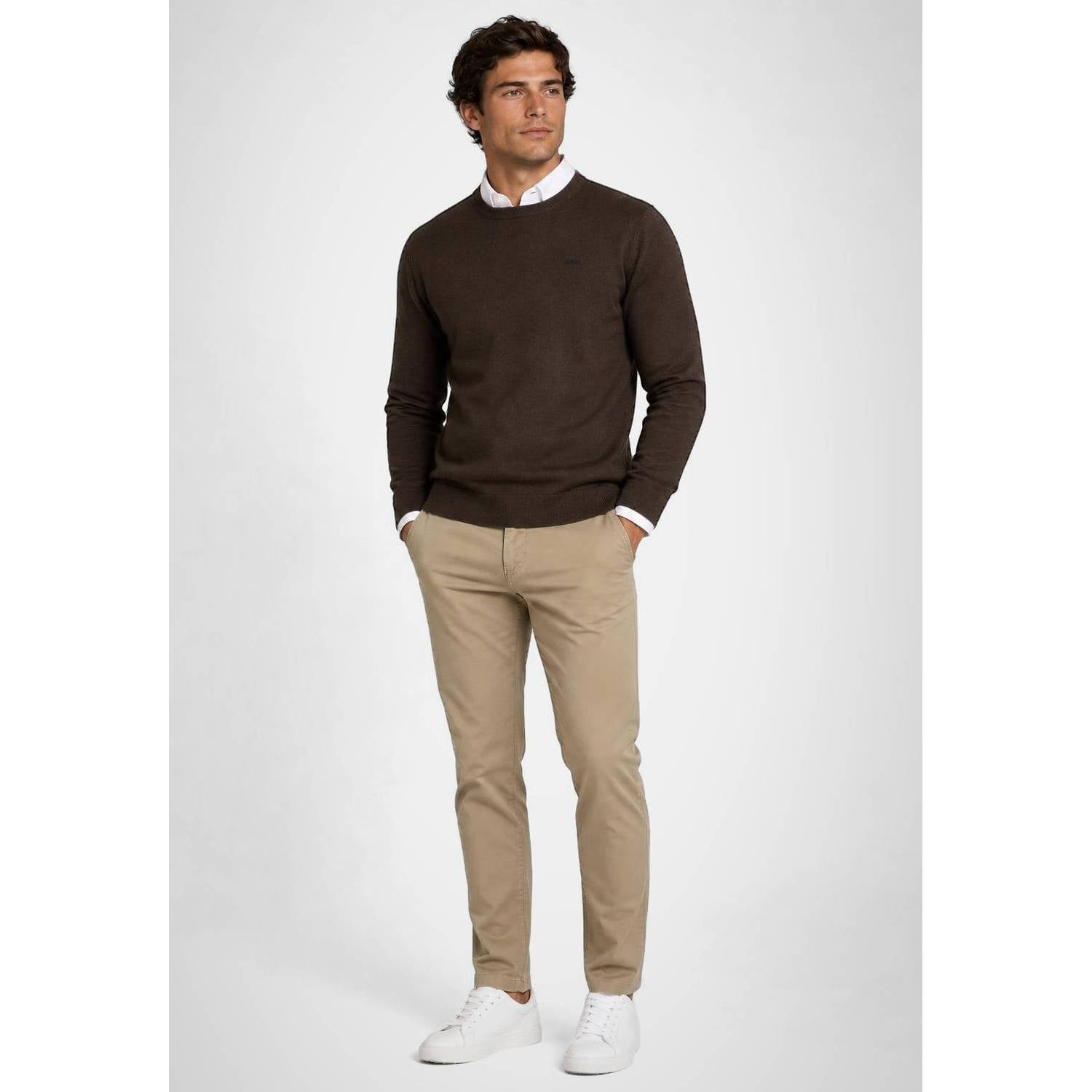 McGregor regular fit gebreide trui met kasjmier- chocolate brown