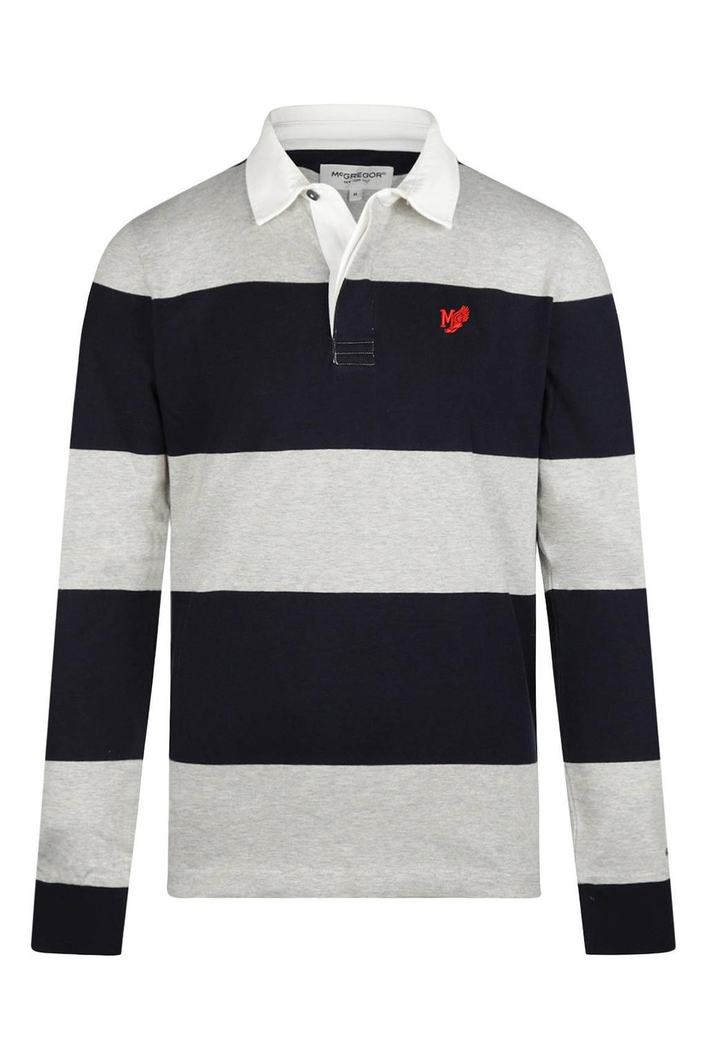 McGregor regular fit gestreepte polo - medium grey