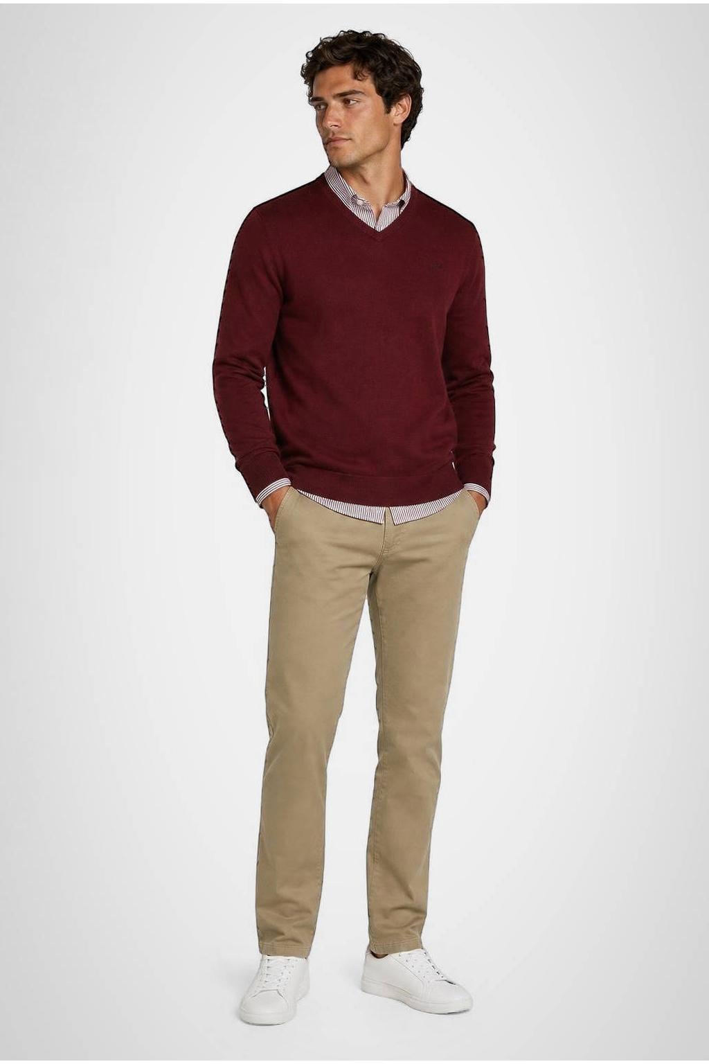 McGregor katoenen regular fit gebreide trui - burgundy