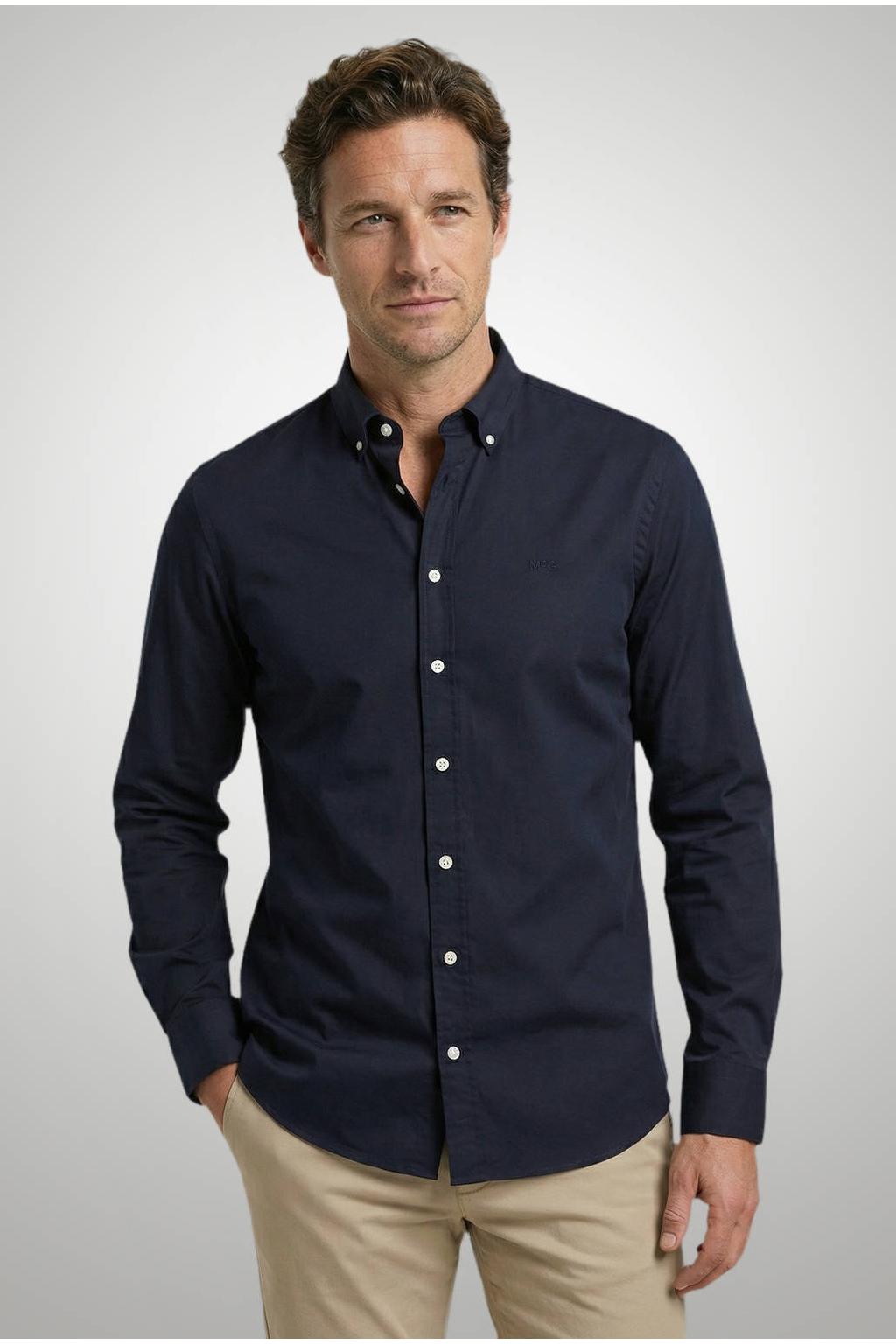 McGregor poplin regular fit zakelijk overhemd - donkerblauw