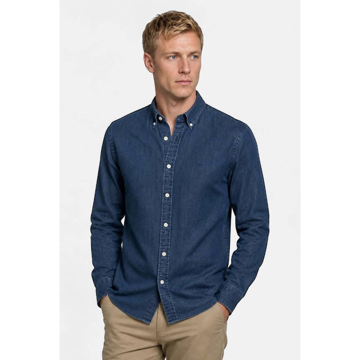 McGregor denim regular fit casual overhemd medium blue