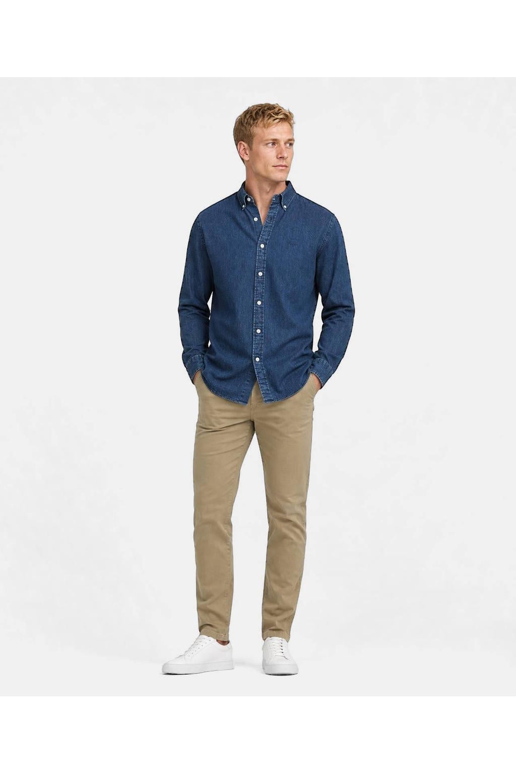 McGregor denim regular fit casual overhemd - medium blue