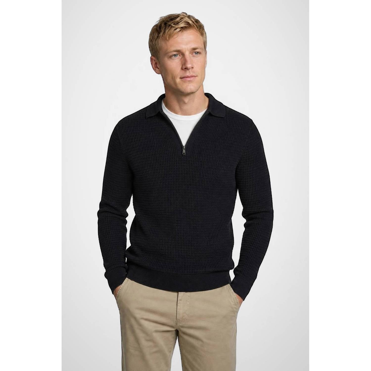 McGregor regular fit gebreide trui met kasjmier- donkerblauw