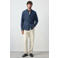 Mango Man regular fit casual overhemd met linnen - blauw