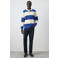 Mango Man regular fit gestreepte sweater - middenblauw