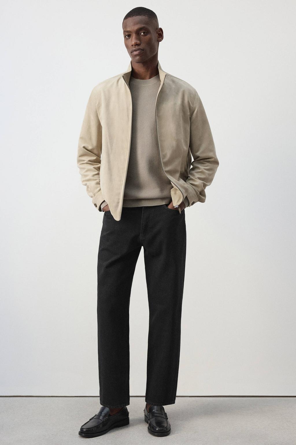 Mango Man Sammy regular fit cropped jeans - zwart
