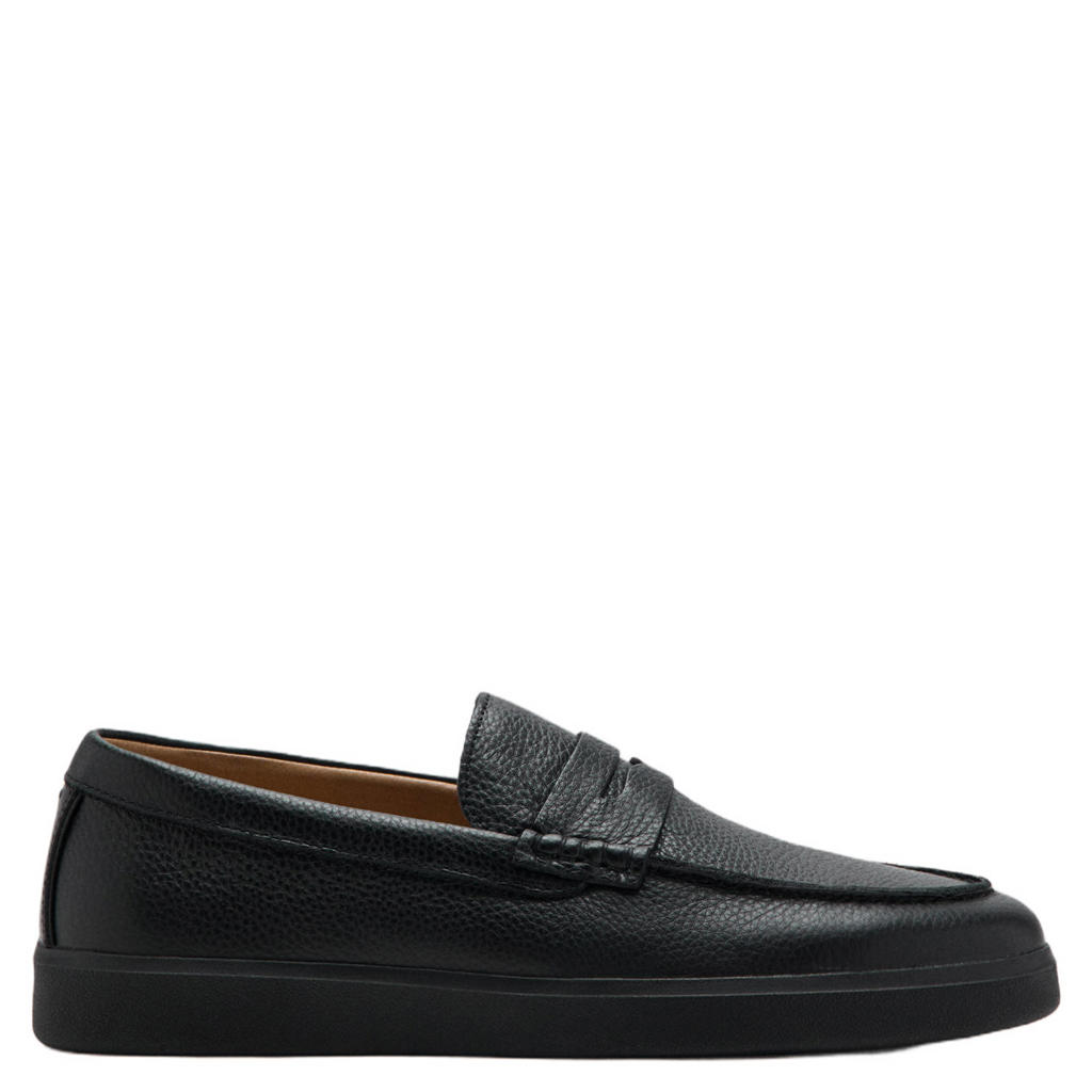 Zwarte heren Mango Man leren loafers -