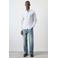 Mango Man regular fit casual gestreept overhemd - lichtblauw