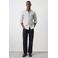 Mango Man regular fit gestreept overhemd - lichtgrijs