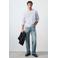 Mango Man regular fit gestreepte longsleeve - wit