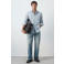 Mango Man relaxed fit geruit overhemd - middenblauw
