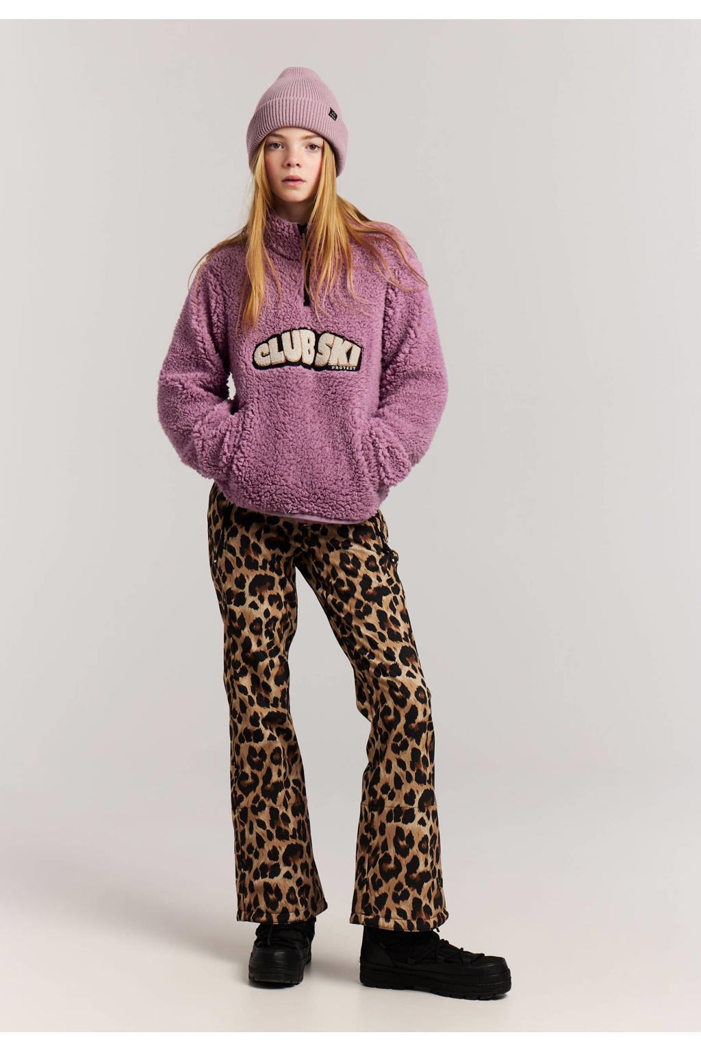 Protest rechtvallende teddy sweater met tekst - lila