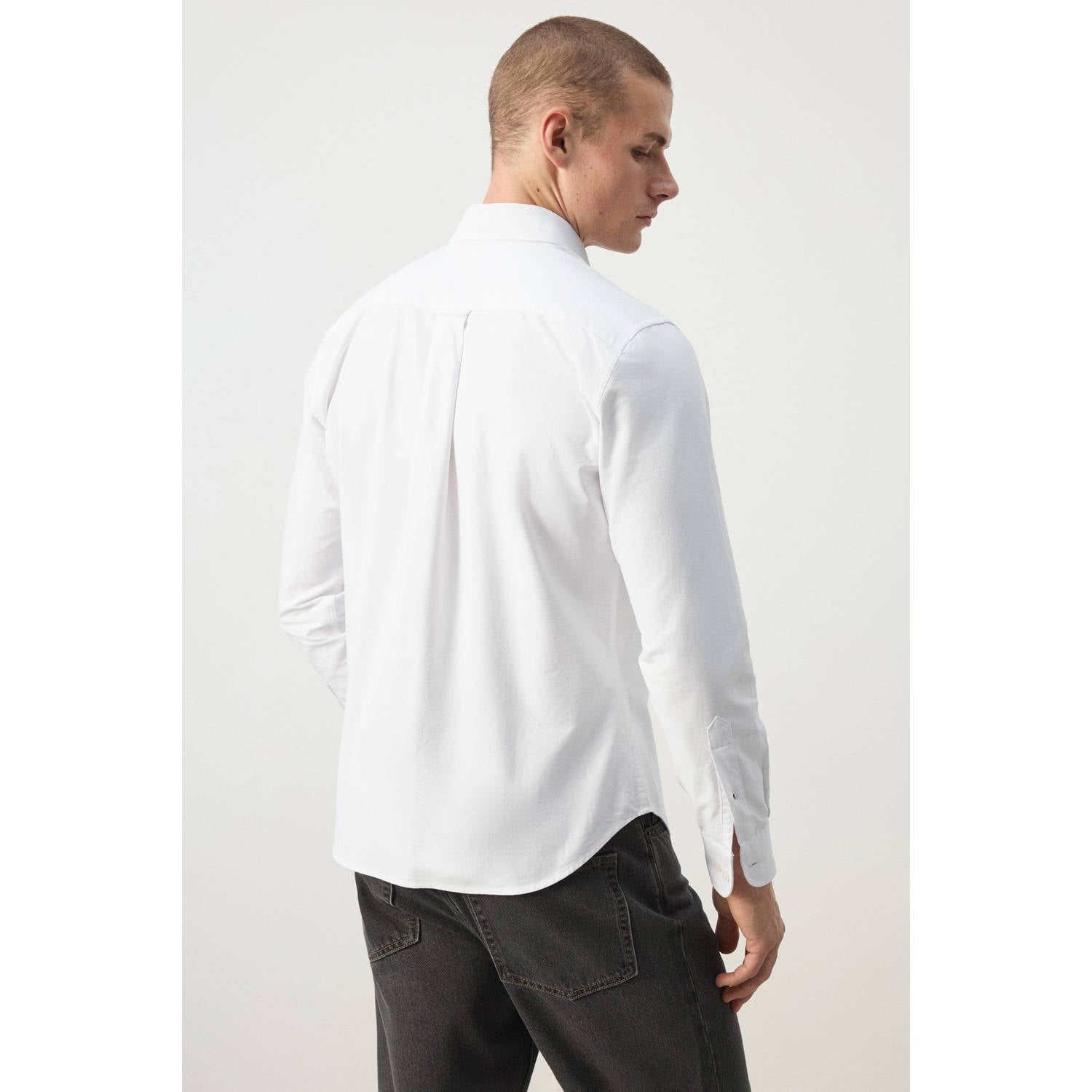 Mango Man regular fit casual oxford overhemd wit